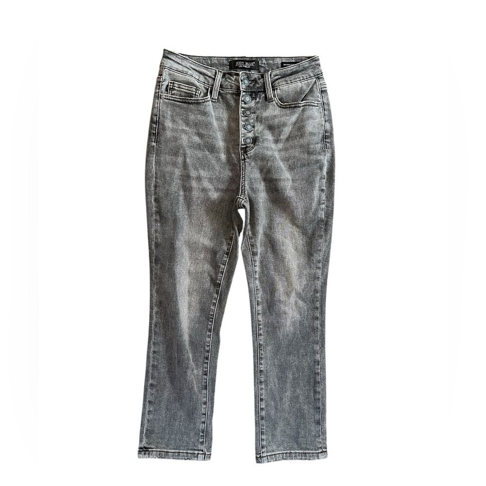 Judy Blue Grey Skinny Crop Button-Fly Jeans 3/26